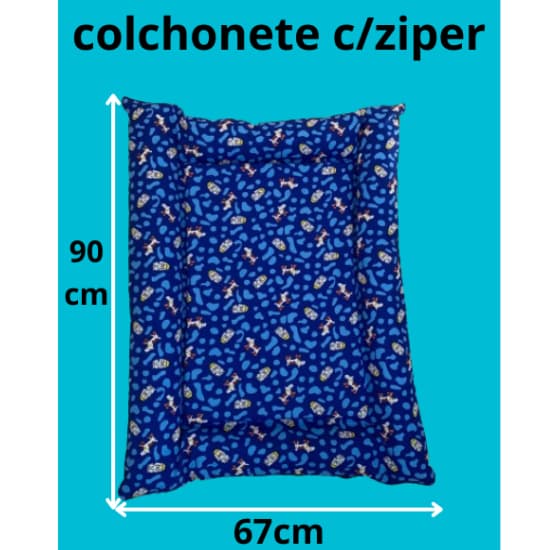 Colchonete Pet Com Ziper Cama De Cachorro Gato Grande 90x67 Cm Caminha Pet Almofada