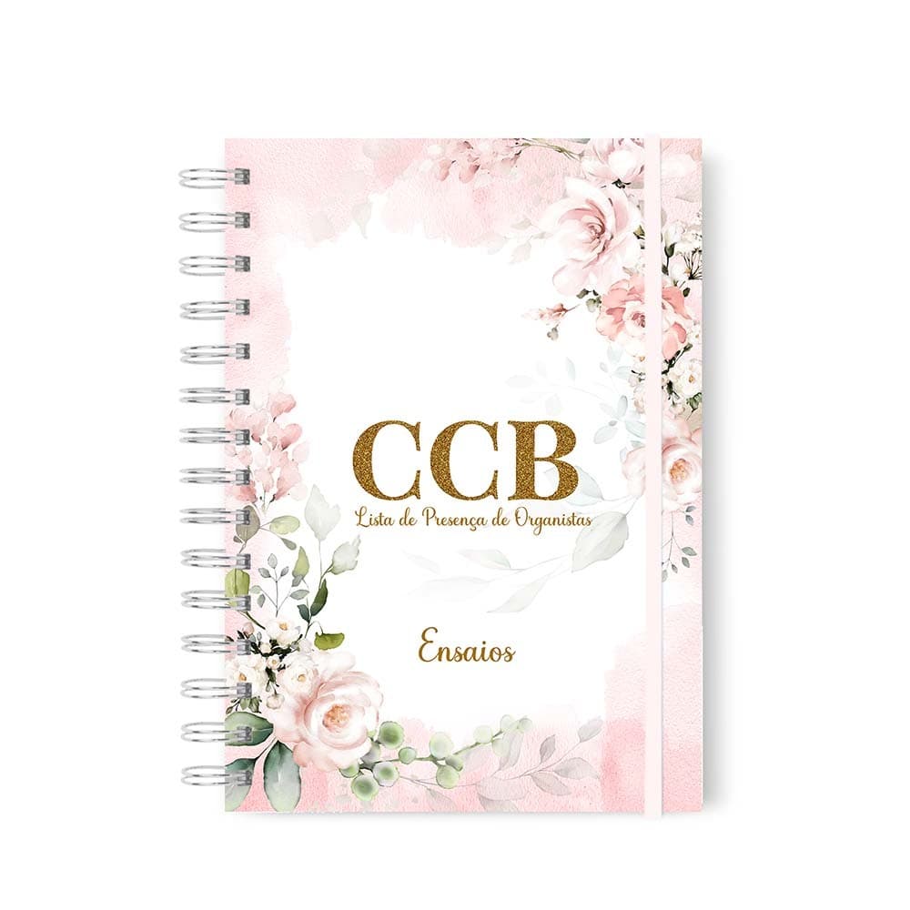 Caderno ensaio organista organistas CCB capa dura com elástico A5