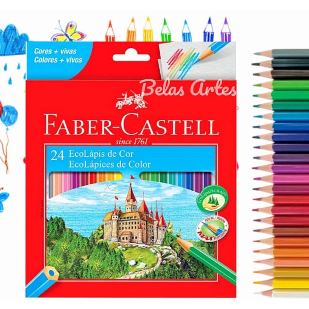 Lápis de Cor Faber e Kaz 12 e 24 Cores Eco lápis Escolar Desenho Multicolorido