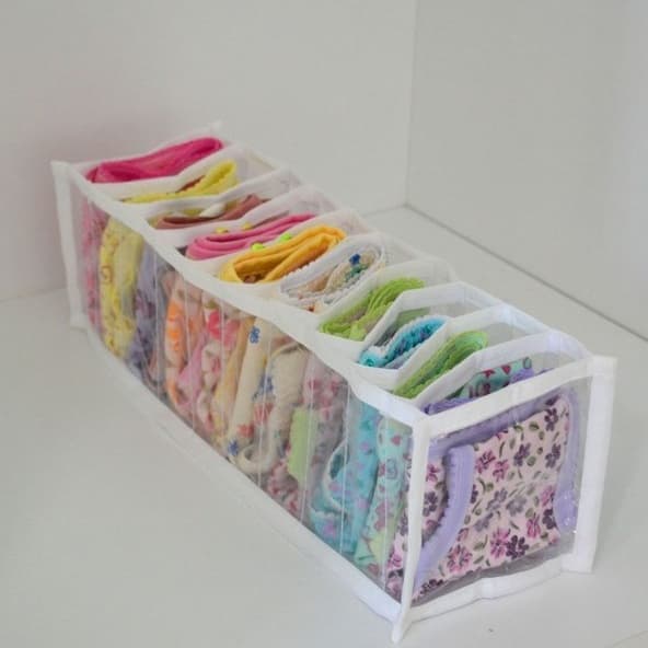 Kit 10 Organizador de gavetas colmeia para cuecas/calcinhas/meias 10x12x35cm-ORGANIZALUX
