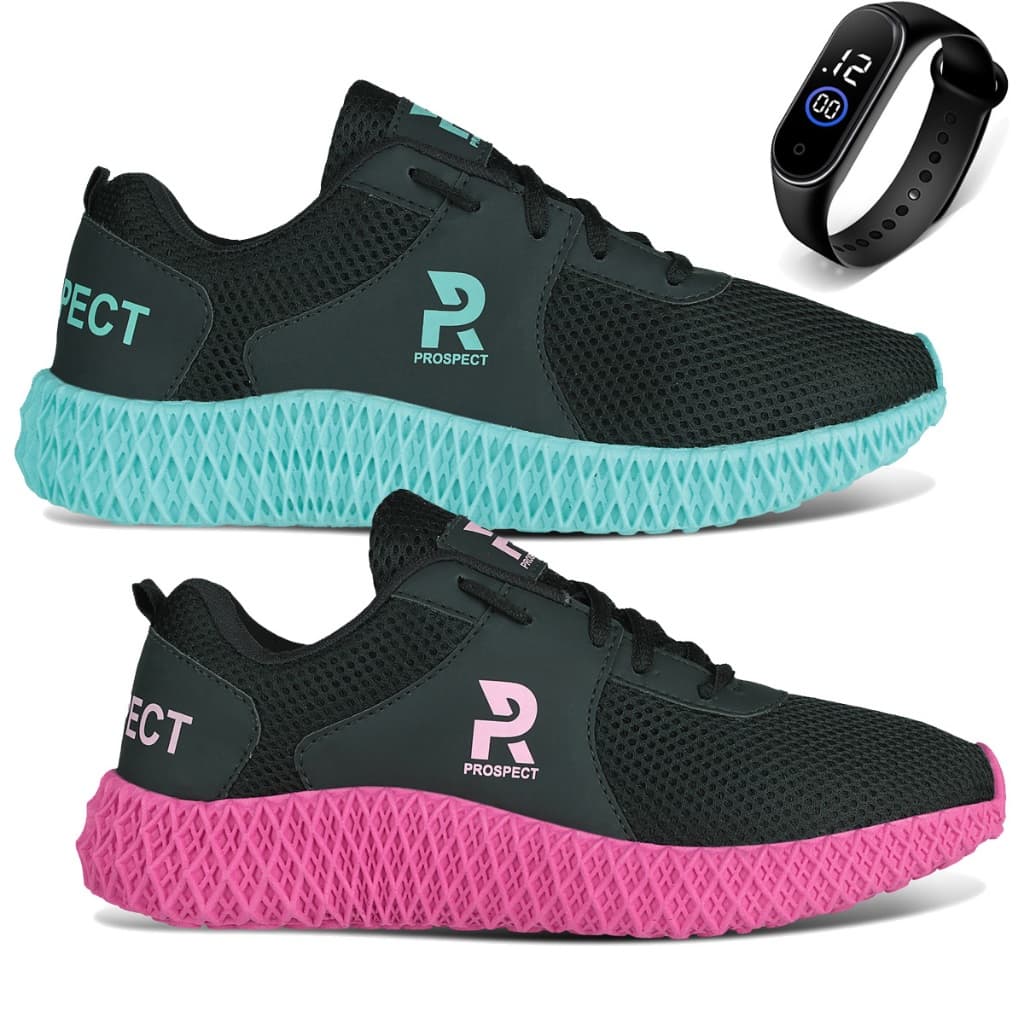Kit 2 Tênis Feminino Prospect Fly Caminhada Academia Corrida Esporte Super Leve + Relógio LojaSpark