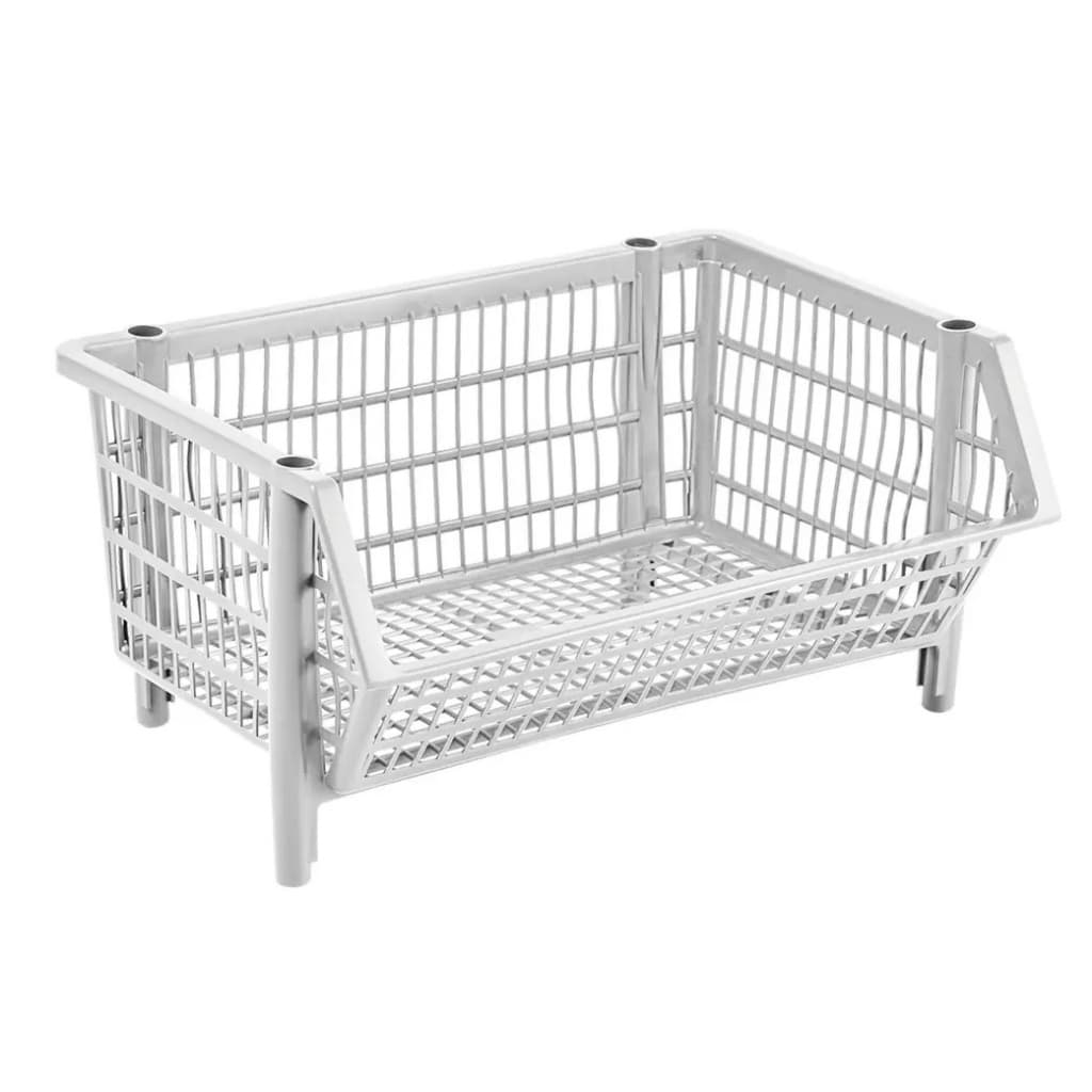 Kit 6 Pçs Cesto Empilhavel Expositor Organizador Gondola Médio Branco