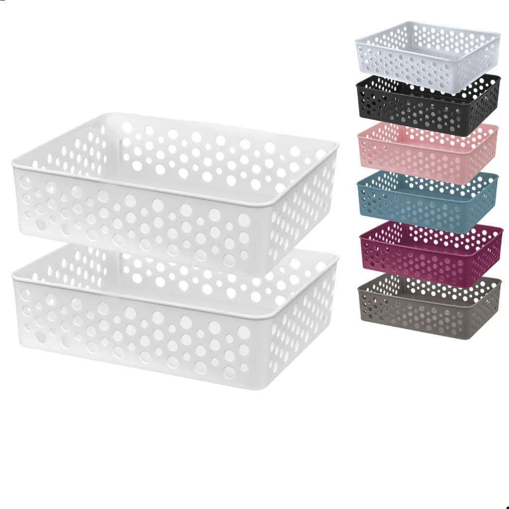 Kit 2 Cestos Organizador M 24x19 Caixa Organizadora Cestinho Lavanderia Comoda Quarto Cozinha Sala