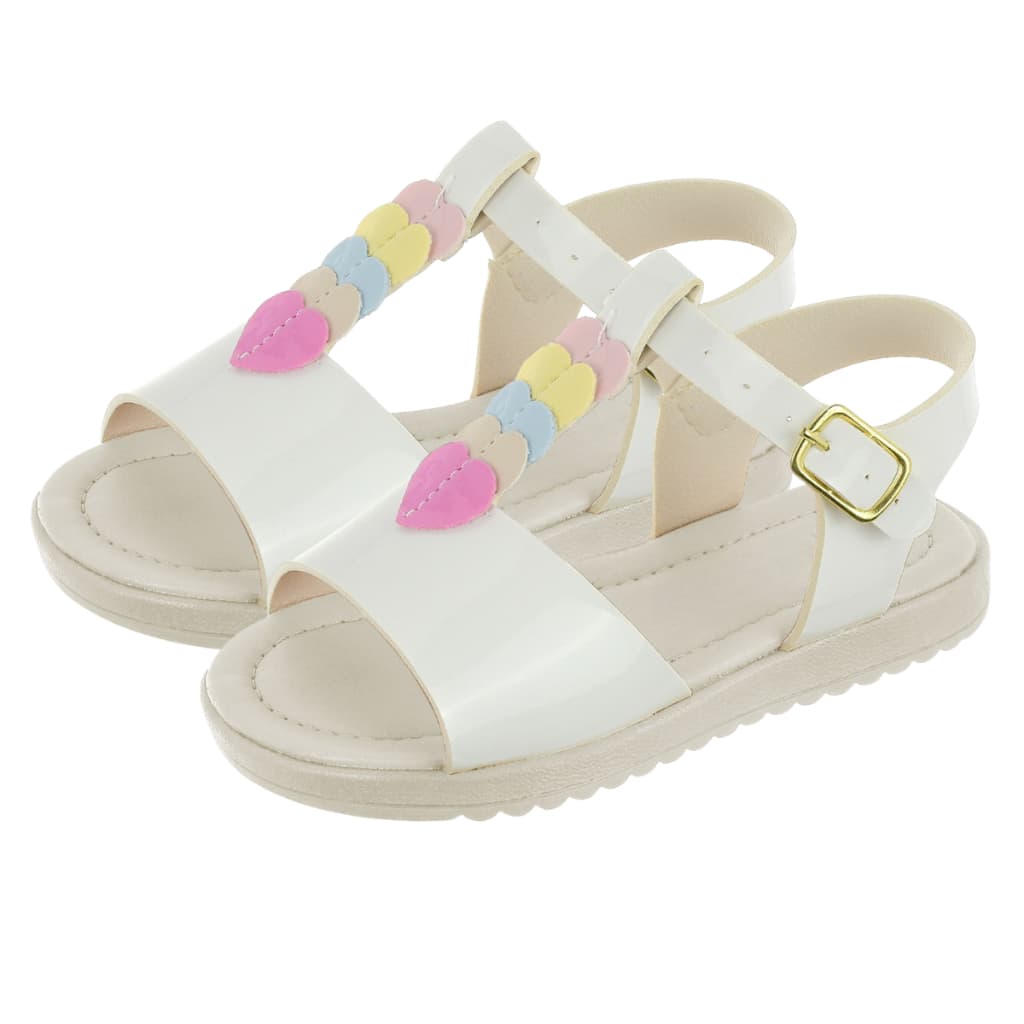 Sandália Infantil Feminina Casual Luxo coração verniz Menina Delicada Leve Confortável Lançamento