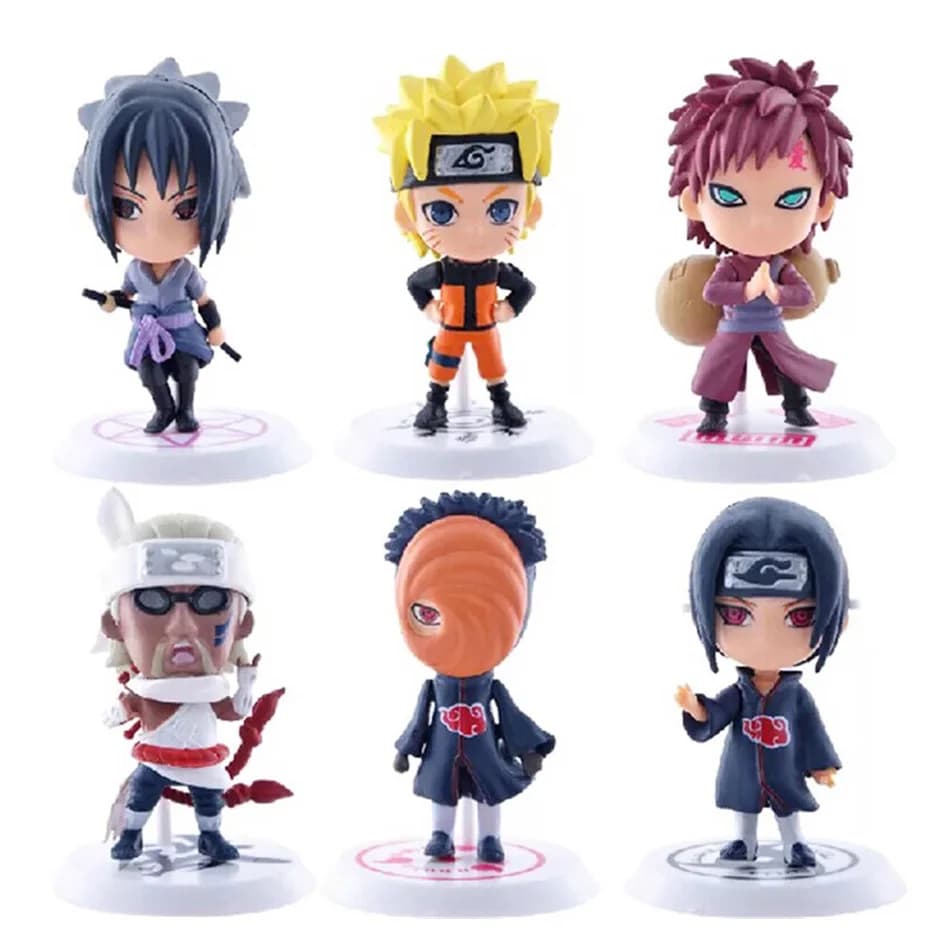 Kit 6 Peças Naruto Shippuden 7cm Miniaturas Action Figure Colecionaveis Decoração anime geek presente gamer