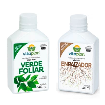 Fertilizante Verde Foliar 140 ml + Fertilizante Enraizador 140 ml - Nutriplan Vitaplan