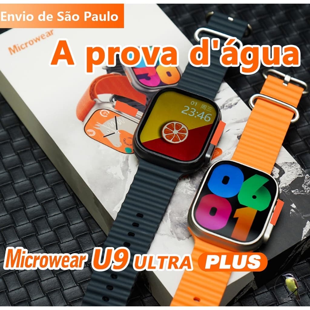Microwear Smartwatch U9 Ultra NFC GPS à prova d'água IP68 Relógio inteligente Bússola 2.2 Relógio Digital Masculino