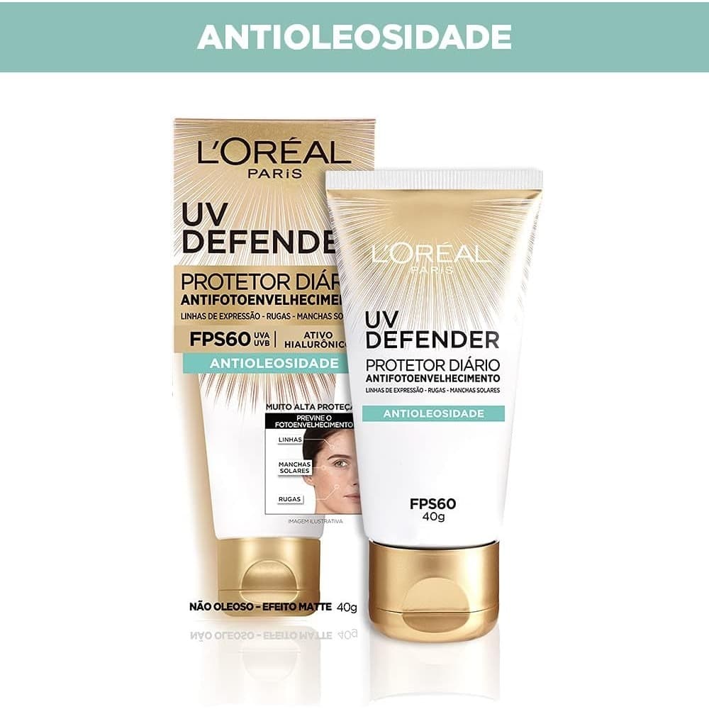 Protetor Solar Facial L'Oréal Paris UV Defender Antioleosidade FPS 60 40g
