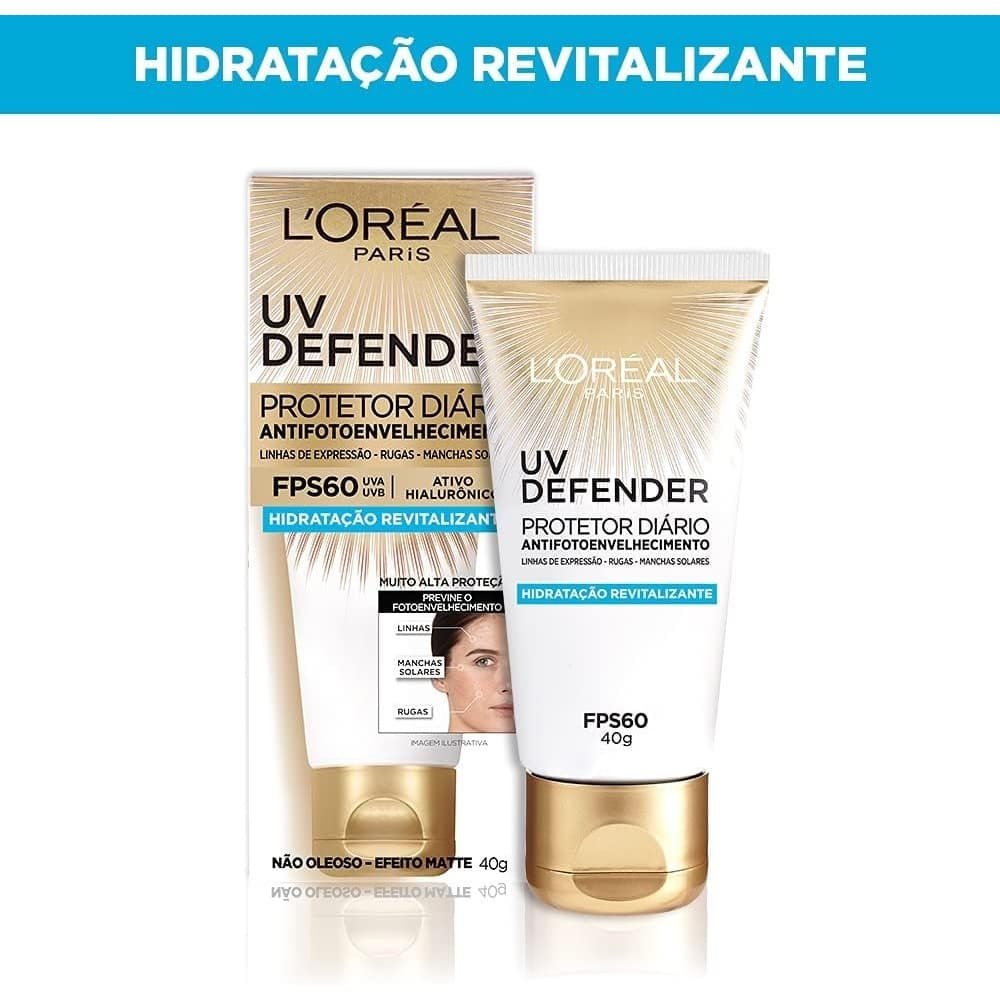 Protetor Solar Facial L'Oréal Paris UV Defender Hidratação FPS 60 40g