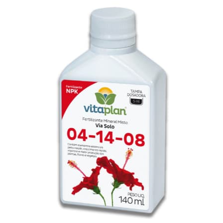 Fertilizante Adubo Misto NPK 04-14-08 Liquido 140 ML (Fosforo, Nitrogenio e Potassio) - Vitaplan