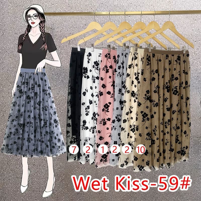 Saia de Tule adulta da moda feminina comprida longa para festa com flores 59