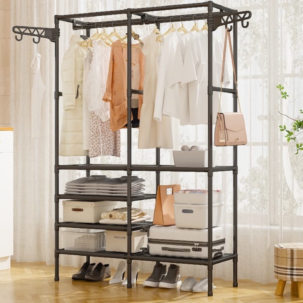 Nova COR PRETO -Guarda Roupa Portátil CABIDEIRO Multifuncional Desmontável Organizador Estrutura