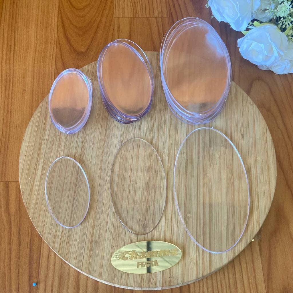 Base Acrilica Oval pacote com 10 unidades
