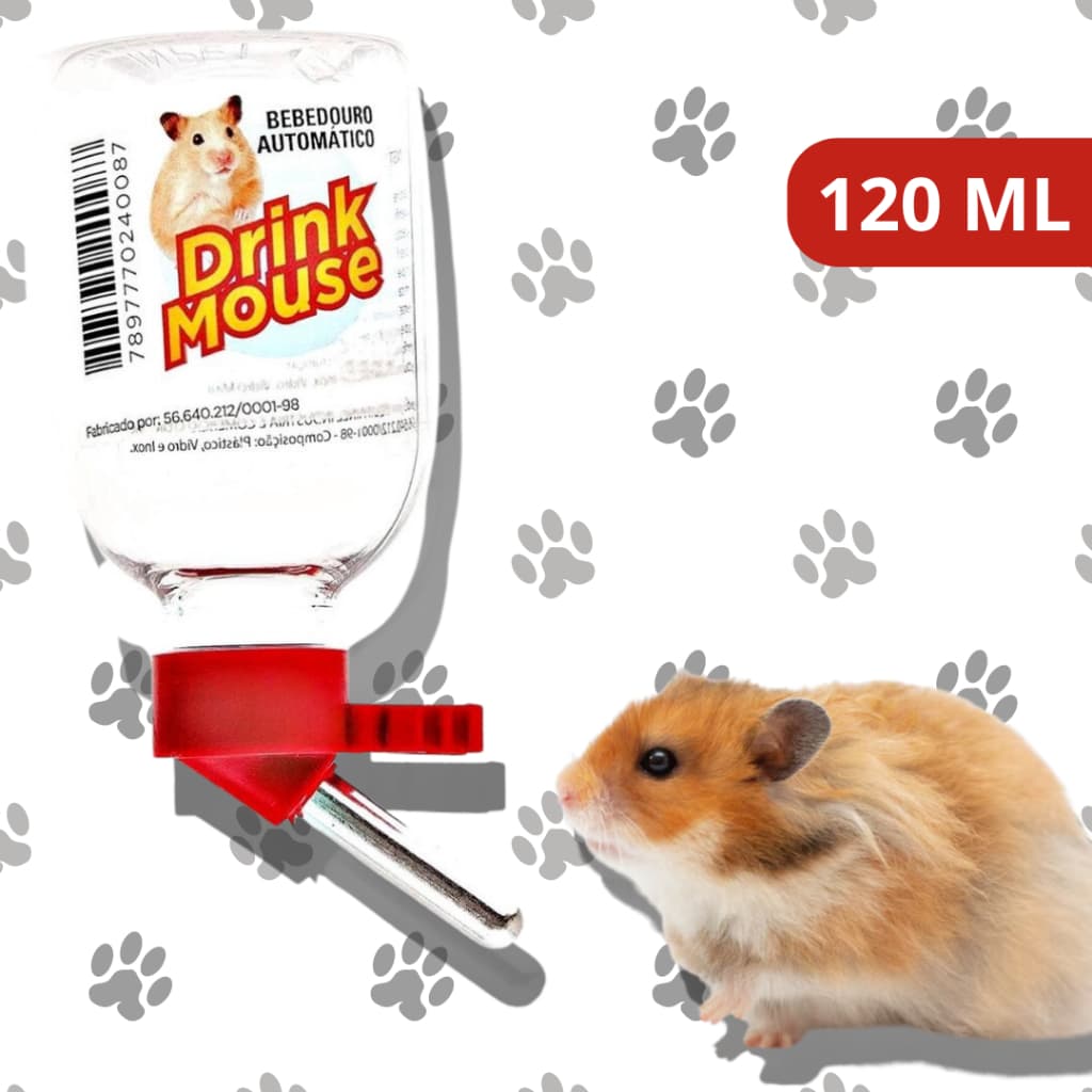 Bebedouro Hamster Drink Mouse Bico Alumínio 120ml Tudo Pet