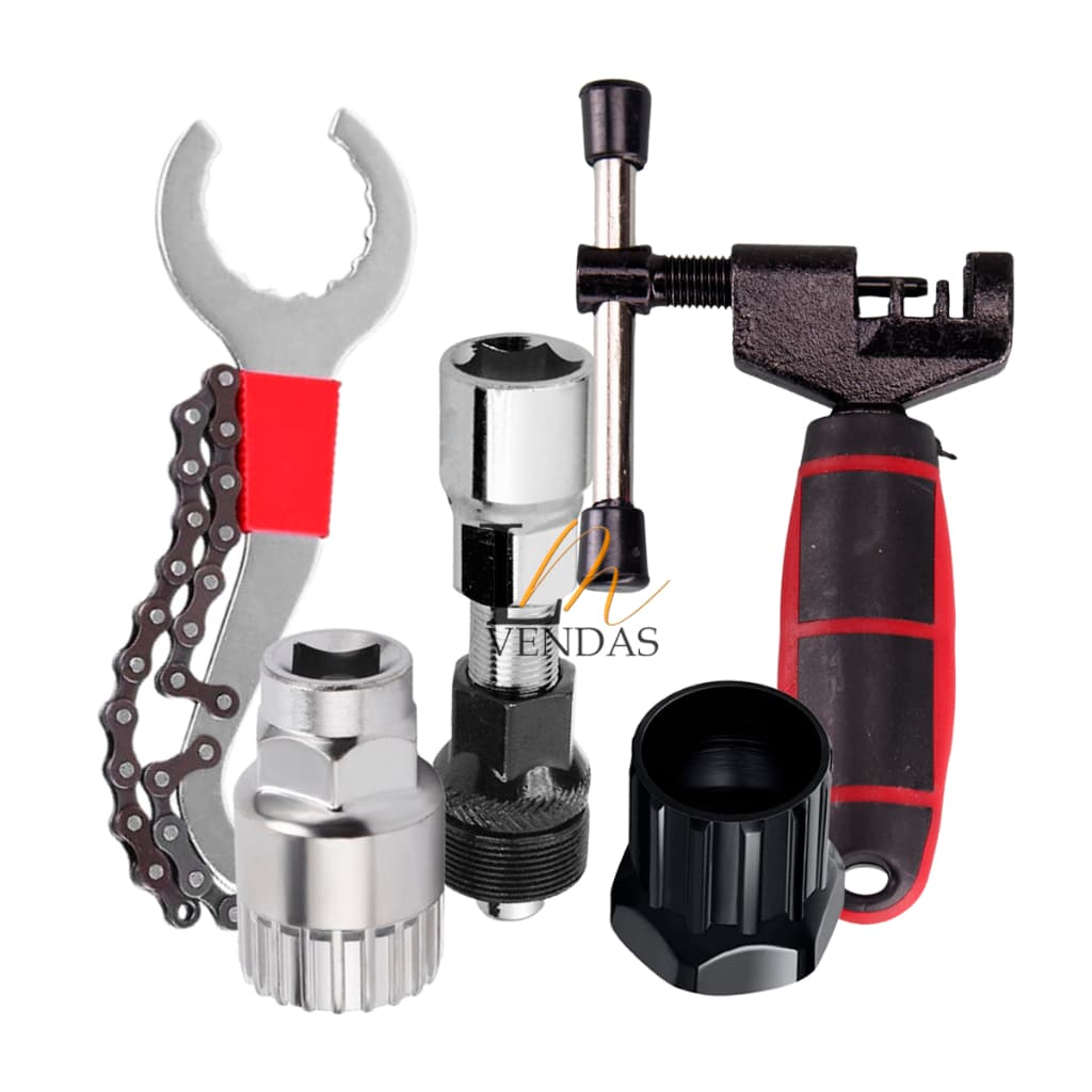 Kit Chaves Ferramentas De Reparação Para Bicicleta Reparos Completo Extrator Pedivela Tira Corrente
