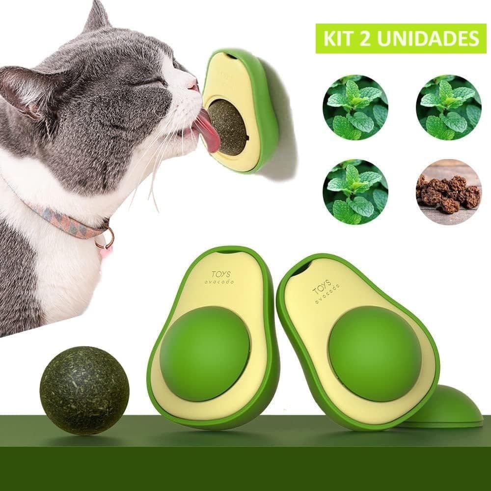 Kit Com 2 Brinquedos Formato Abacate Para Gatos Com Catnip Erva Natural Pet Brinquedo