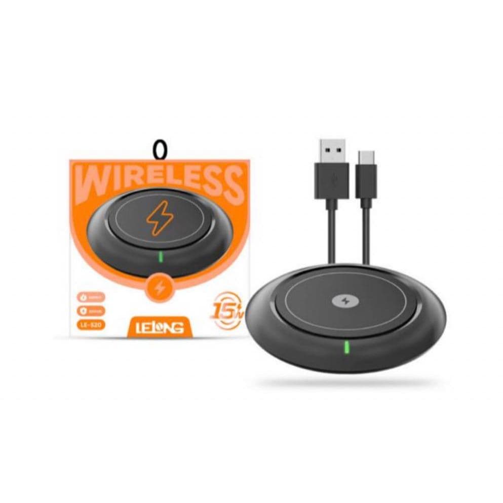 Carregador Sem Fio Por Indução de Carregamento Rápido Estavel 15W Wireless LeLong LE-520