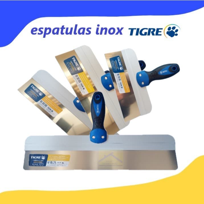 ESPATULAS T AÇO INOX TIGRE 20CM , 25CM , 30CM , 40CM , PARA GESSO , MASSAS E OUTROS. em estoque.