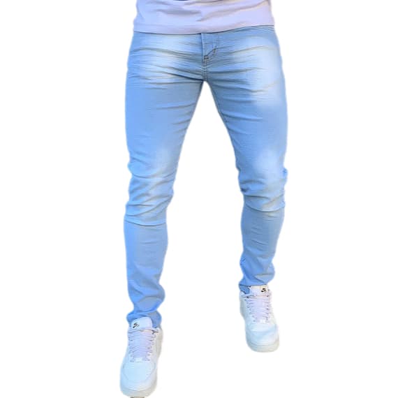 Calça Jeans Masculina Slim Azul Clara com Elastano Premium