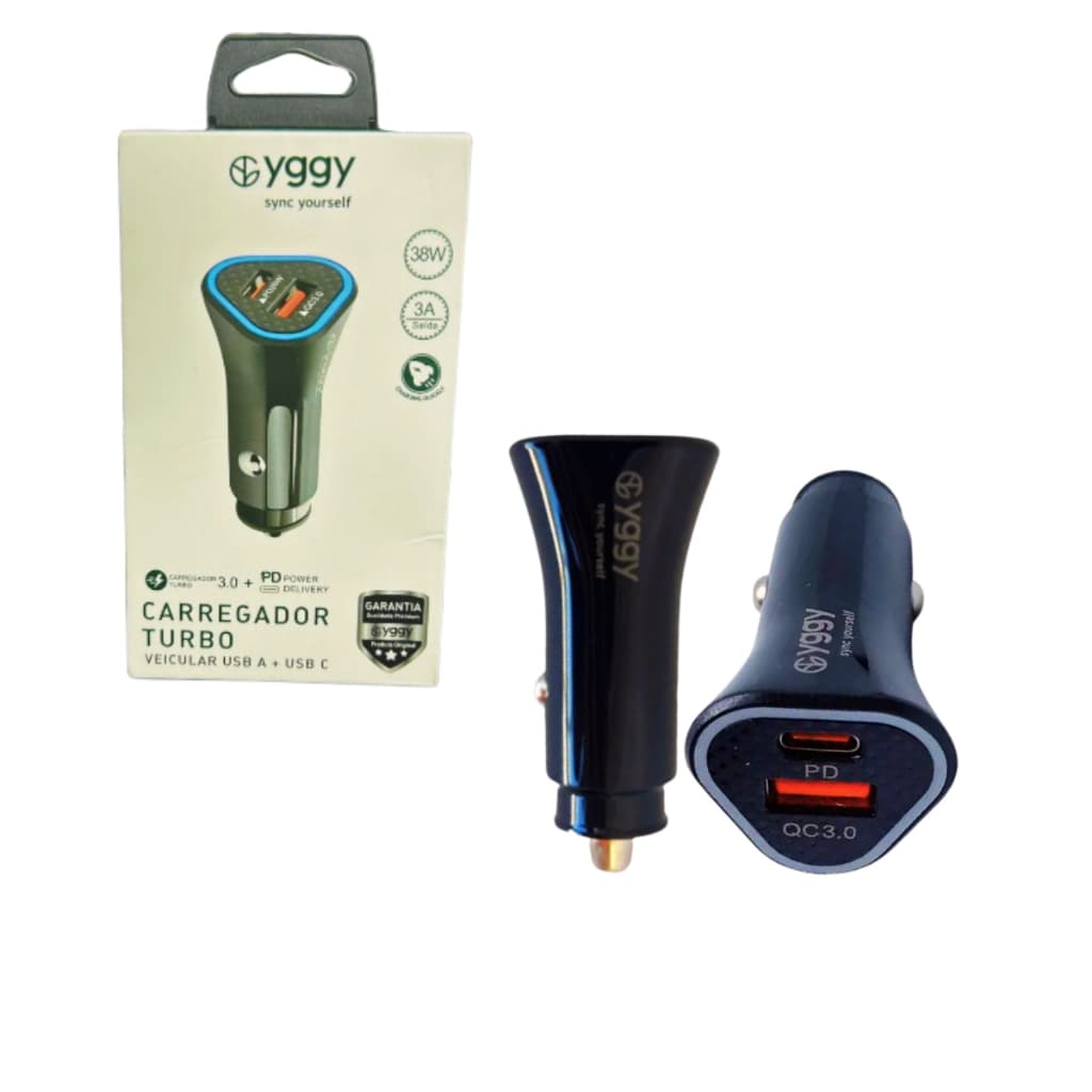 Carregador Veicular Turbo Usb Yggy Fv1-pr 12v