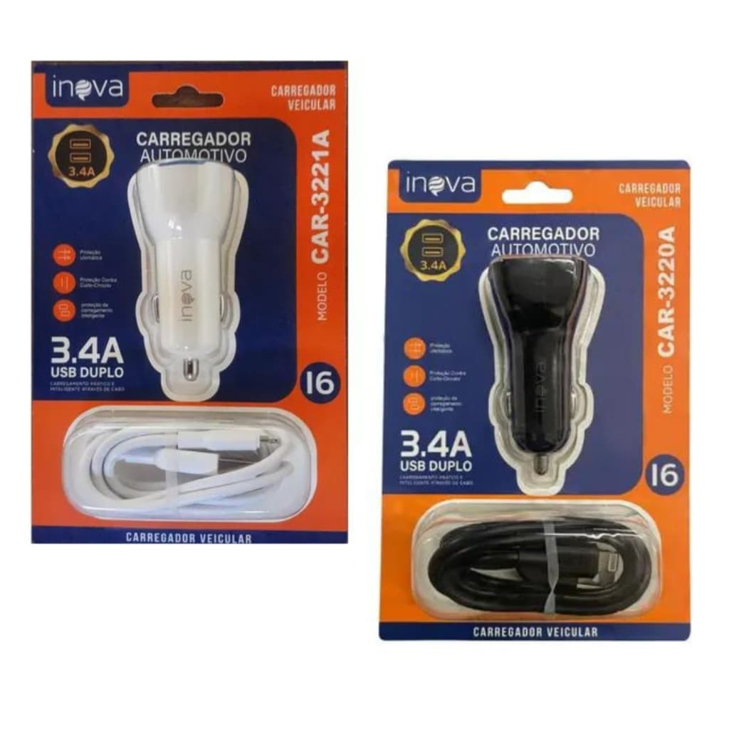 Carregador De Carro Com Cabo Rápido Carregador Veicular Acendedor Inova