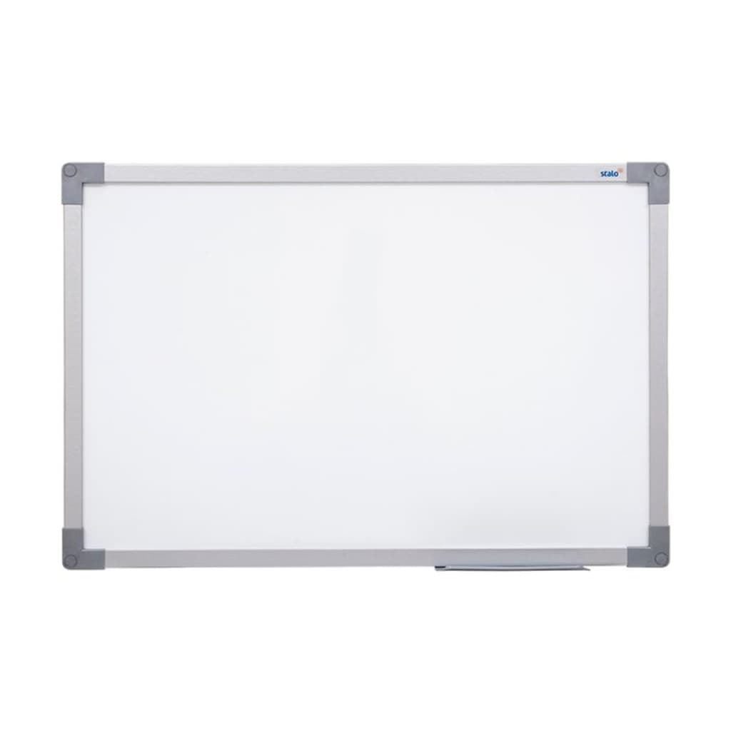 Quadro Branco Lousa UV MDF Alumínio Soft 70x50cm + Kit Canetas e Apagador
