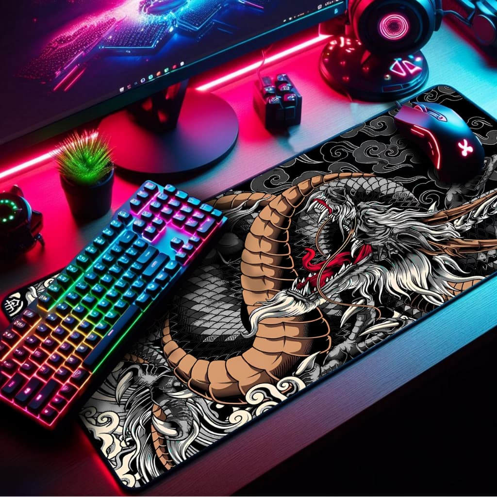 Mouse Pad Gamer Dragão Japonês 65x32cm mousepad gamer Extra Grande