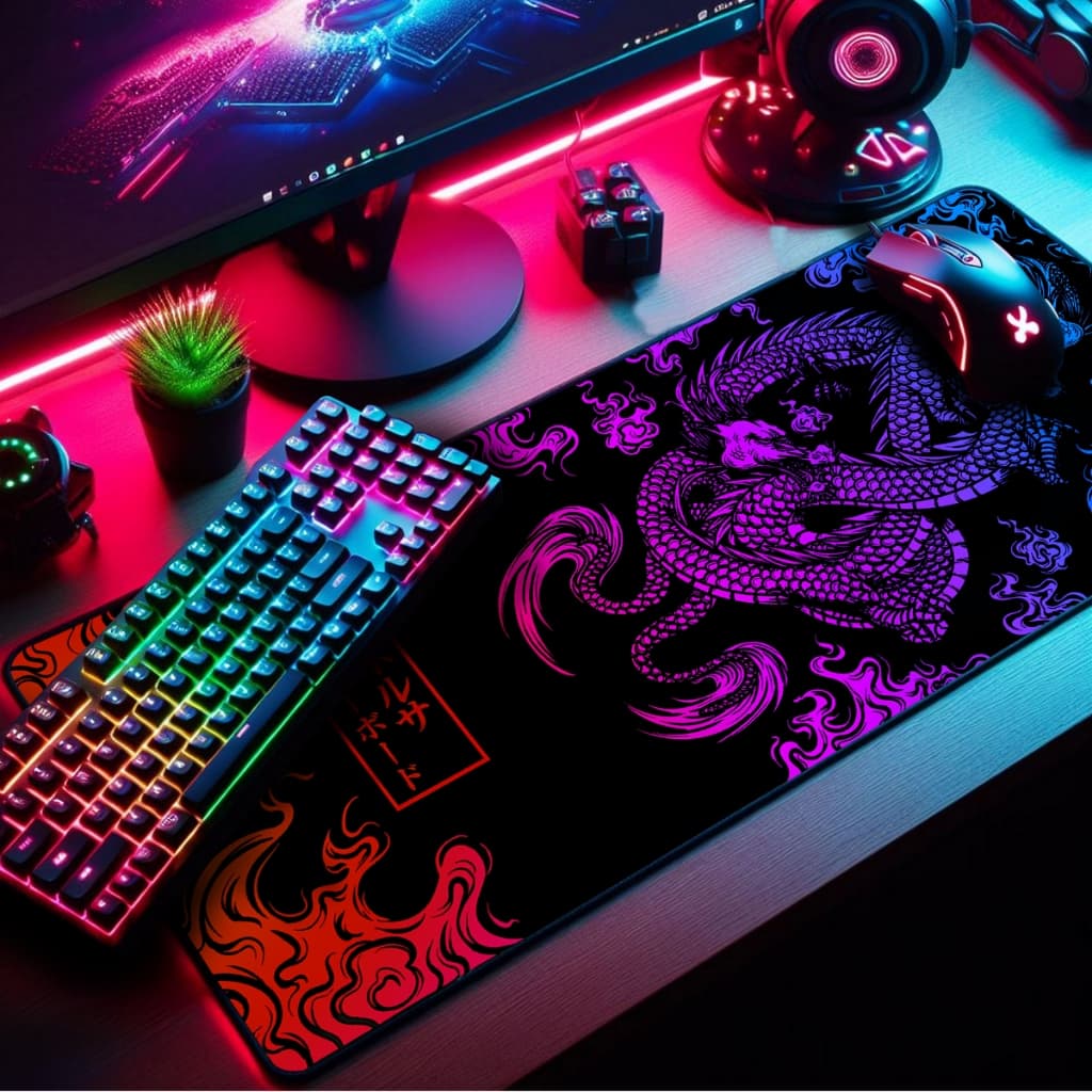 Mouse Pad Gamer Dragão Japonês 90x55m mousepad gamer Extra Grande
