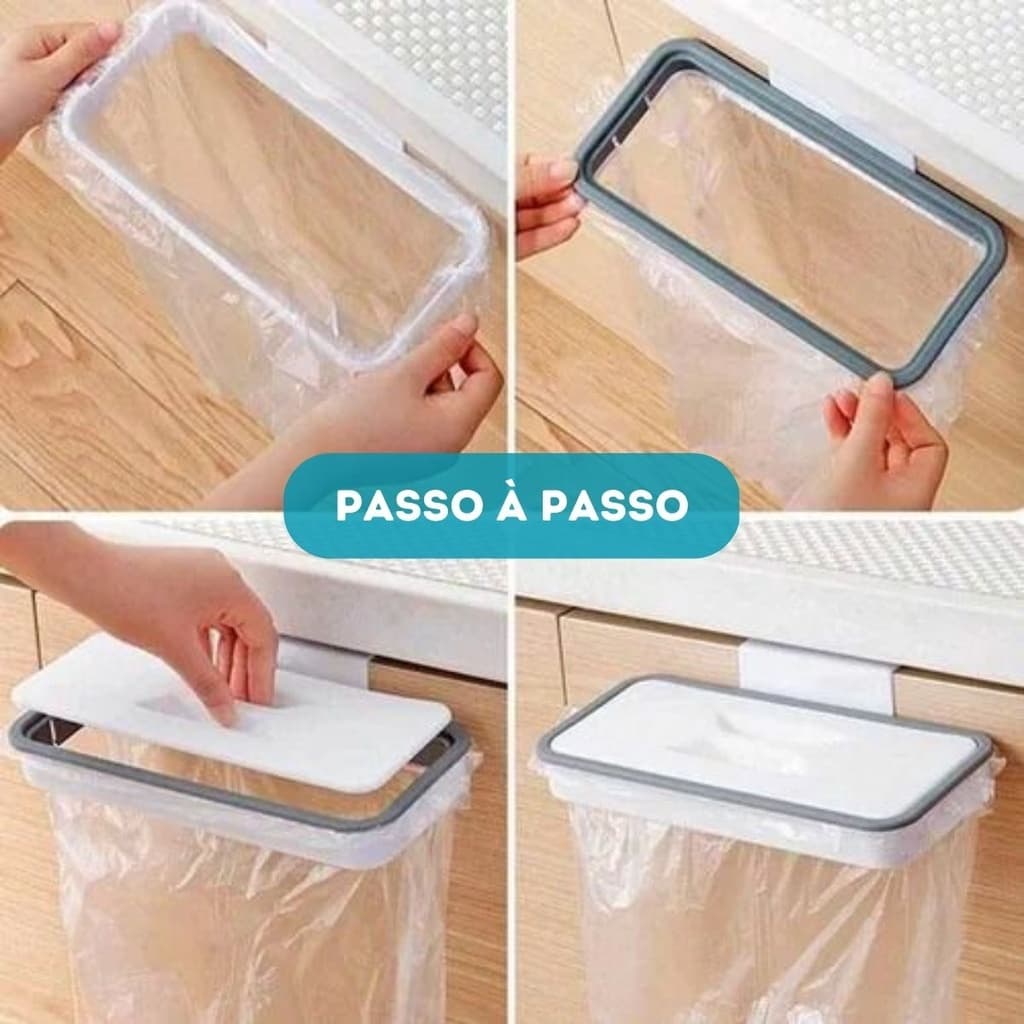 Lixeira Suspensa Com Tampa E Suporte Para Saco de Lixo Pendurar em Pia Armário de Cozinha