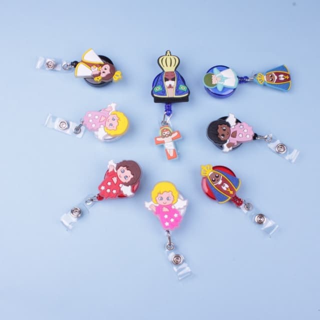 Porta Crachá Retrátil Roller Clip Personalizados Religioso | Religião | Anjo | Anjinho | Santa | Nossa Senhora Aparecida | Deus | Cristo