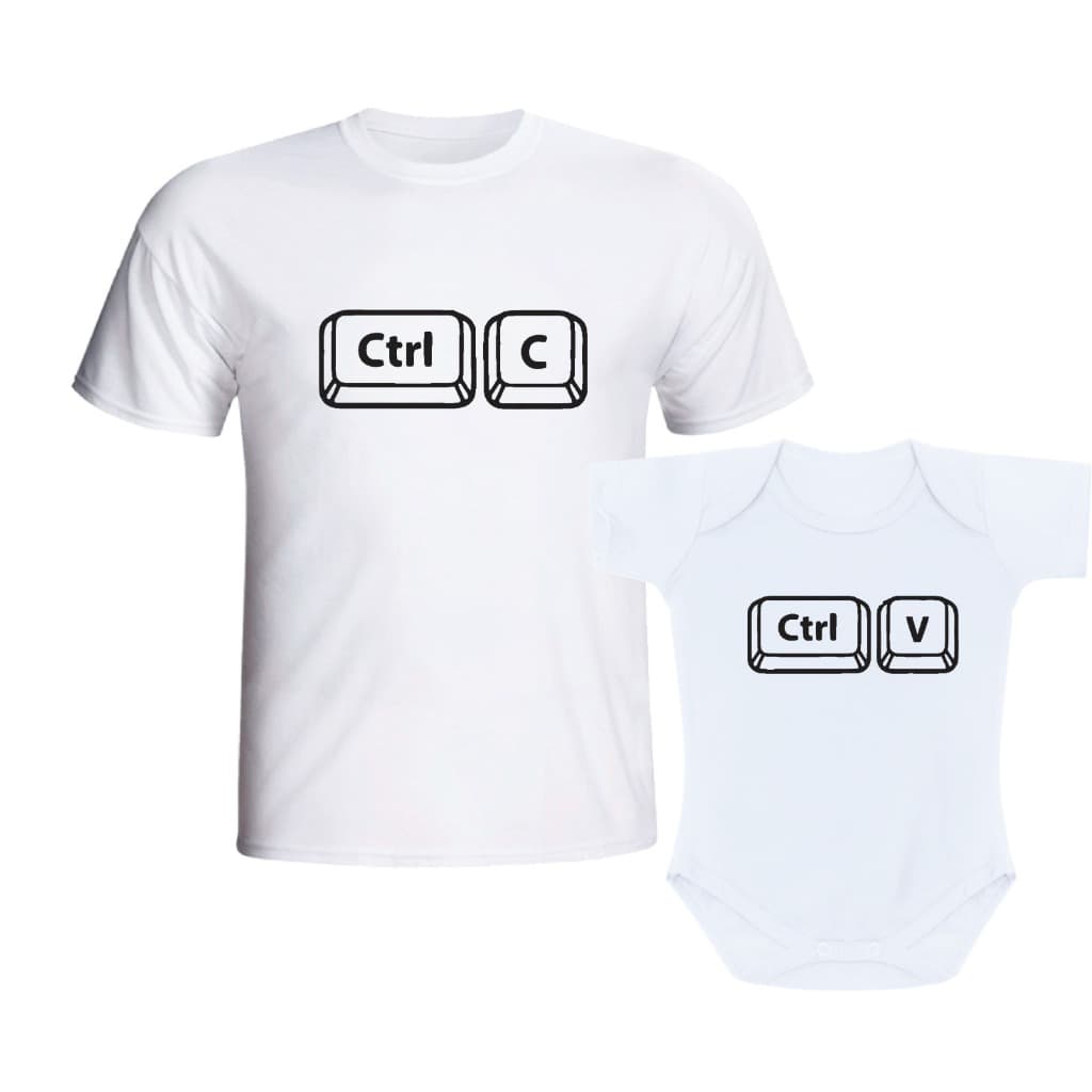 Kit Camisas Camisetas + Body Manga Curta Dia Dos Pais Ctrl+c Ctrl+v
