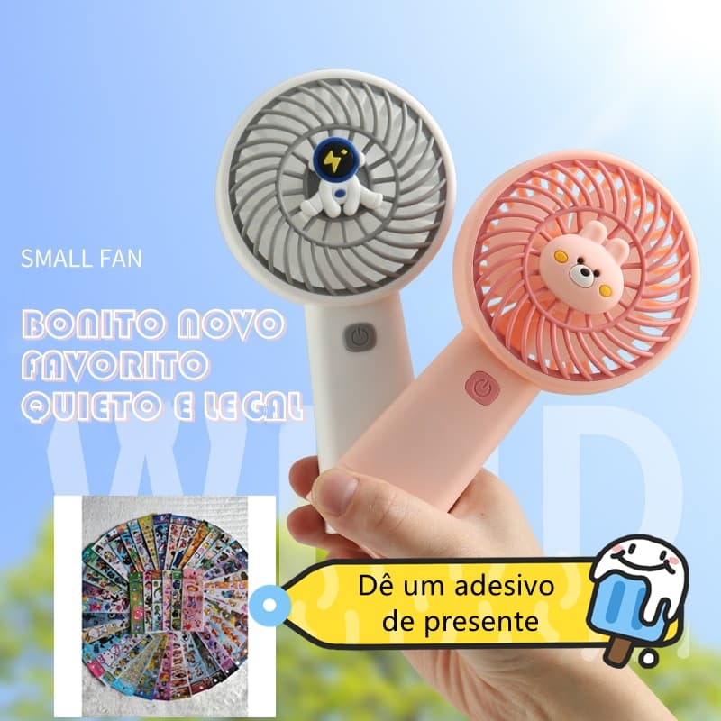 Mini Ventilador Portátil De Mão Recarregável Com Ajuste De Velocidade Com adesivos 3D