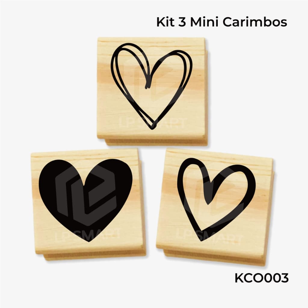 Mini Carimbo Artesanal coração 2cm x 2cm Kit ou Individual para decorar sacola kraft papel seda caixa guardanapo
