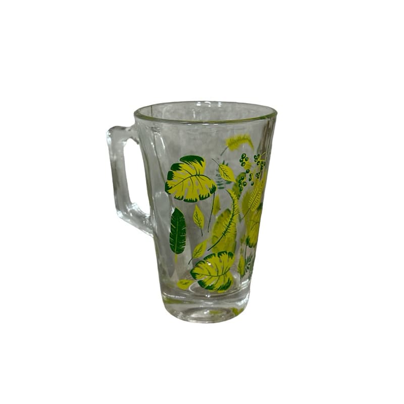 Caneca Vidro Flores Secas Amarela Café Chá Xícara Copo FOLHAGENS