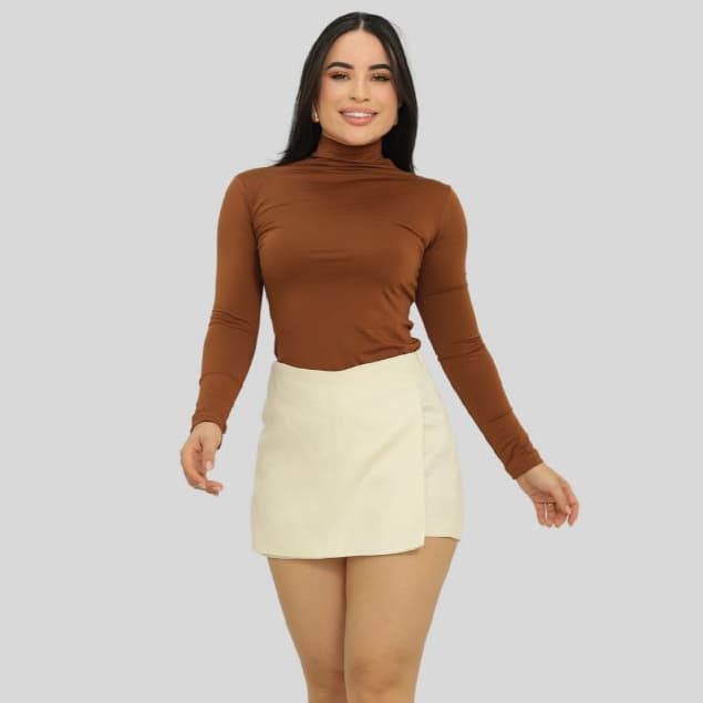 Blusa Feminina Cacharrel Gola Alta Manga Longa Segunda Pele Promoção Inverno