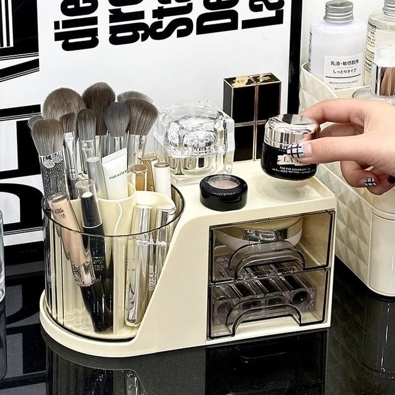 Caixa De Armazenamento De Cosméticos Organizadora Mesa Rotativa Gerenciamento Maquiagem De Grande Capacidade