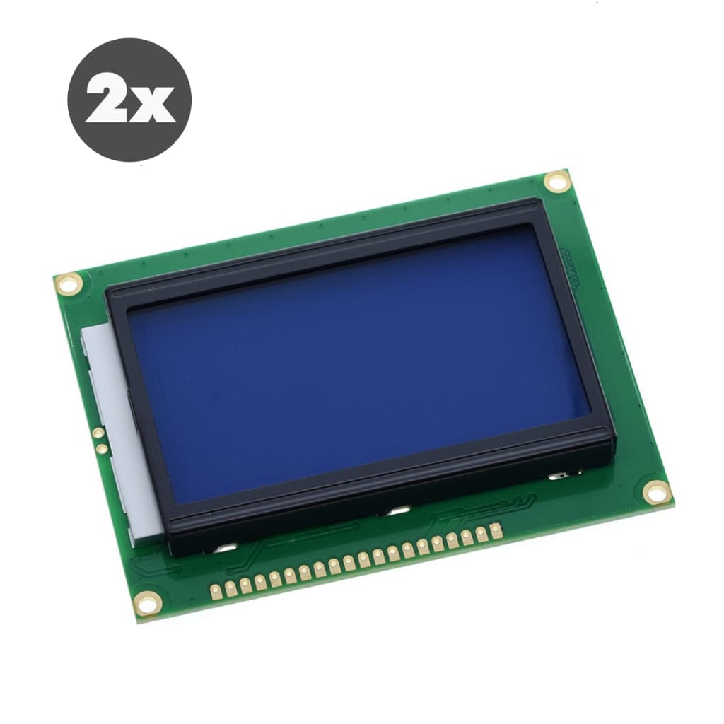 2 Display Lcd Gráfico 12864 128x64 Backlight Azul