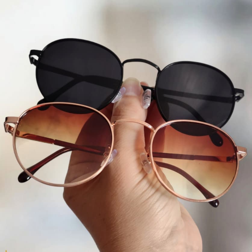 Óculos De Sol Redondo Feminino Praia Proteção UV Top