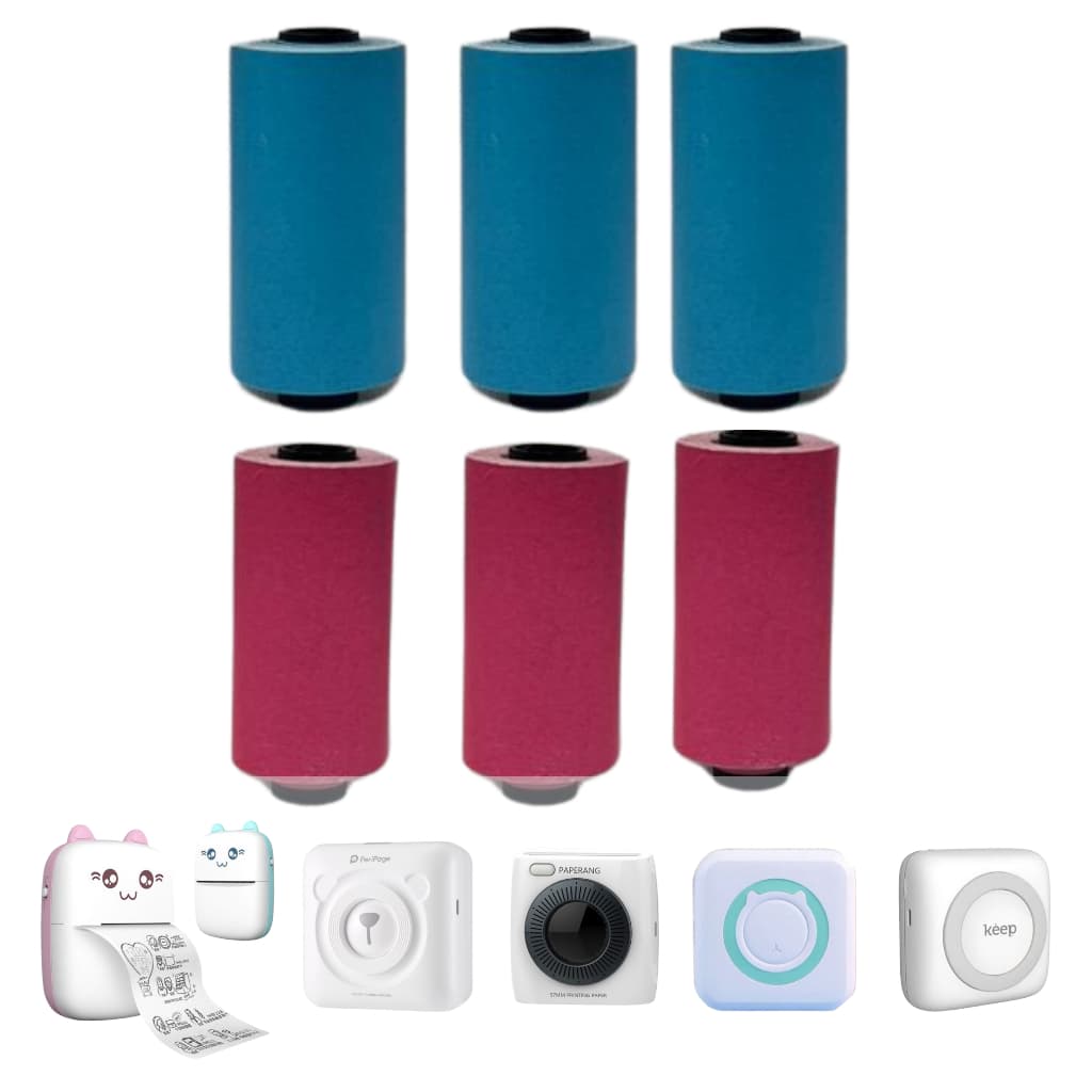 6 Rolos Etiqueta Adesiva Colorida Mini Impressora Gatinho