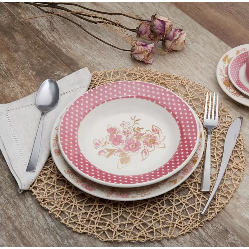 Kit 4 Pratos Rasos e 4 Fundos Biona Donna Sweet