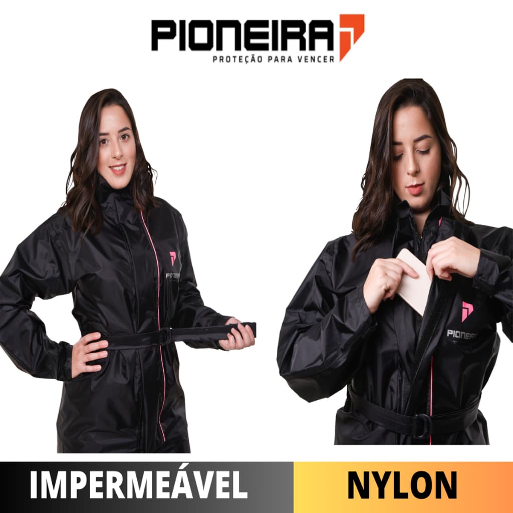Capa Para Chuva Pioneira Nylon Para Motoqueira Motociclista Moto Impermeável Feminina