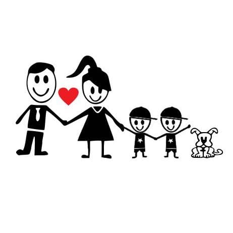 Adesivo Família Feliz - 1 Casal 2 meninos e 1 Cachorro