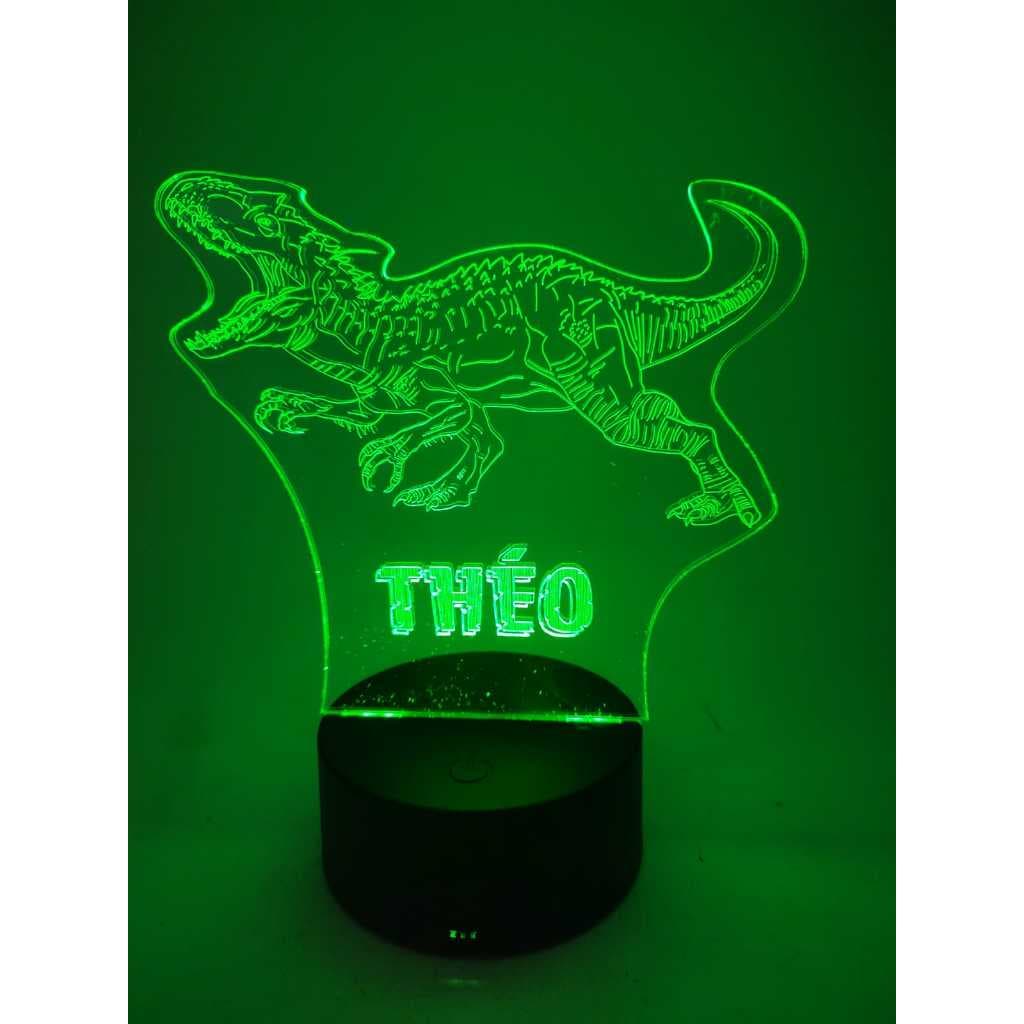 Luminária de mesa Dinossauro Indominus Rex com nome personalizado - RGB 16 cores e controle remoto