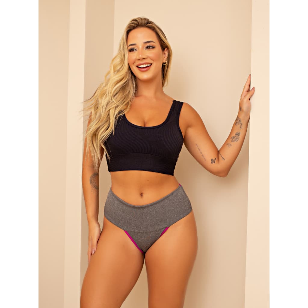 Kit 5 Calcinhas Cós Alto duplo segura barriga modela culote STX67