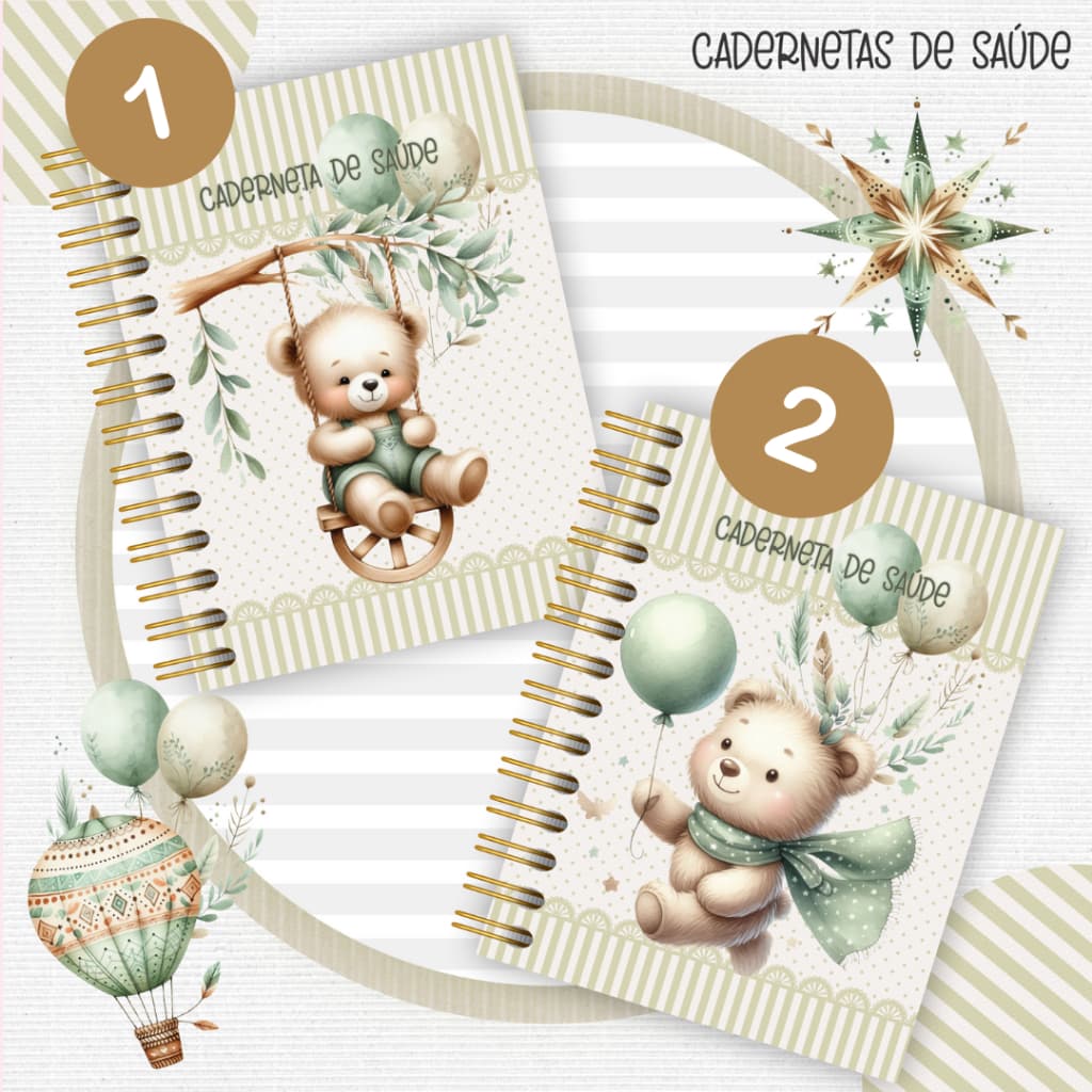 Caderneta de Vacinação Ursinho Versão Atualizada / vários modelos disponiveis