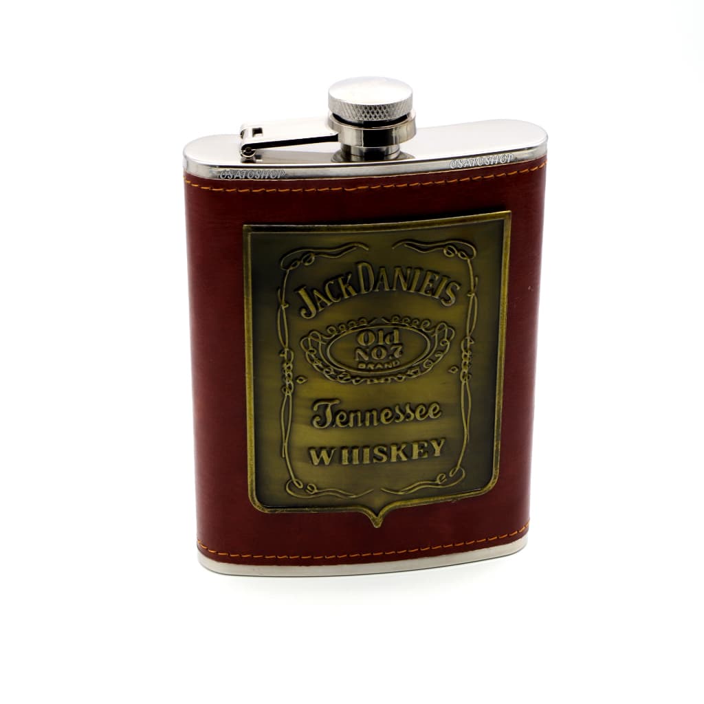 Cantil de Bolso Inox Whisky Vodka Revestido Estampa Marrom Osato Kn