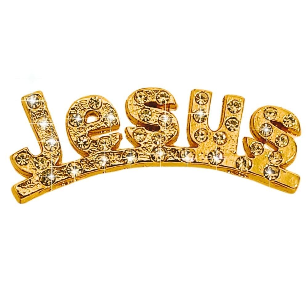 Broche folheado Jesus com strass