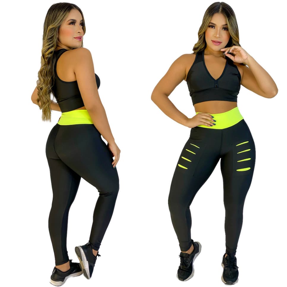 CALÇA LEGING + TOP GINÁSTICA MALHAR ENVIO 24H