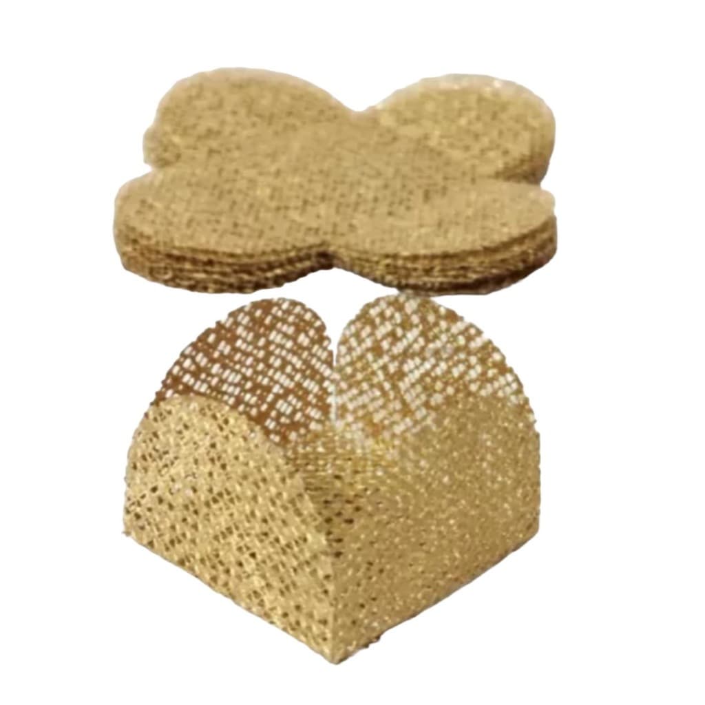 50 Forminhas Tela QUADRADA DOURADA 4 Pétalas / ESCOCIA / Doces Finos  Decoração Casamento