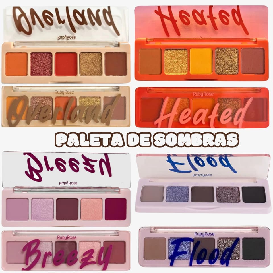 Paleta de Sombras ELEMENTS Cores Matte e Cintilantes RUBY ROSE - Escolha a Sua
